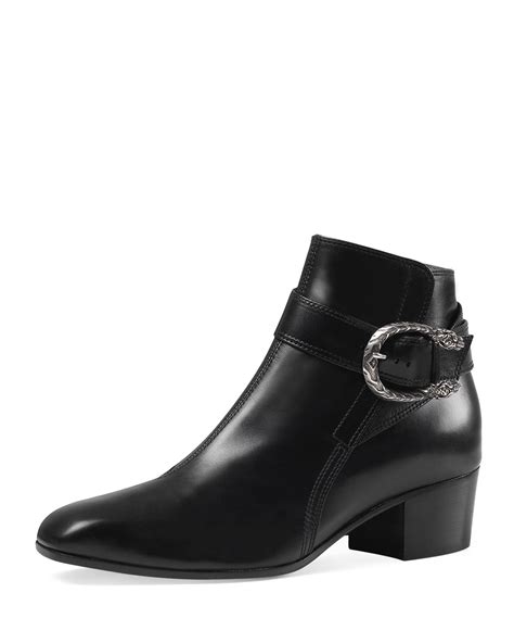 gucci nero black leather dionysus buckle ankle boots|Gucci signoria ankle boots.